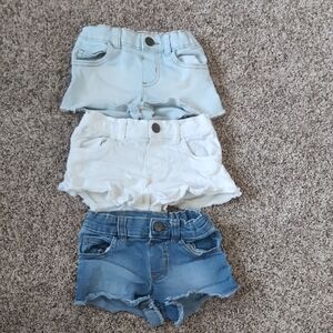 Set of Three Denim Shorts in Blue and White